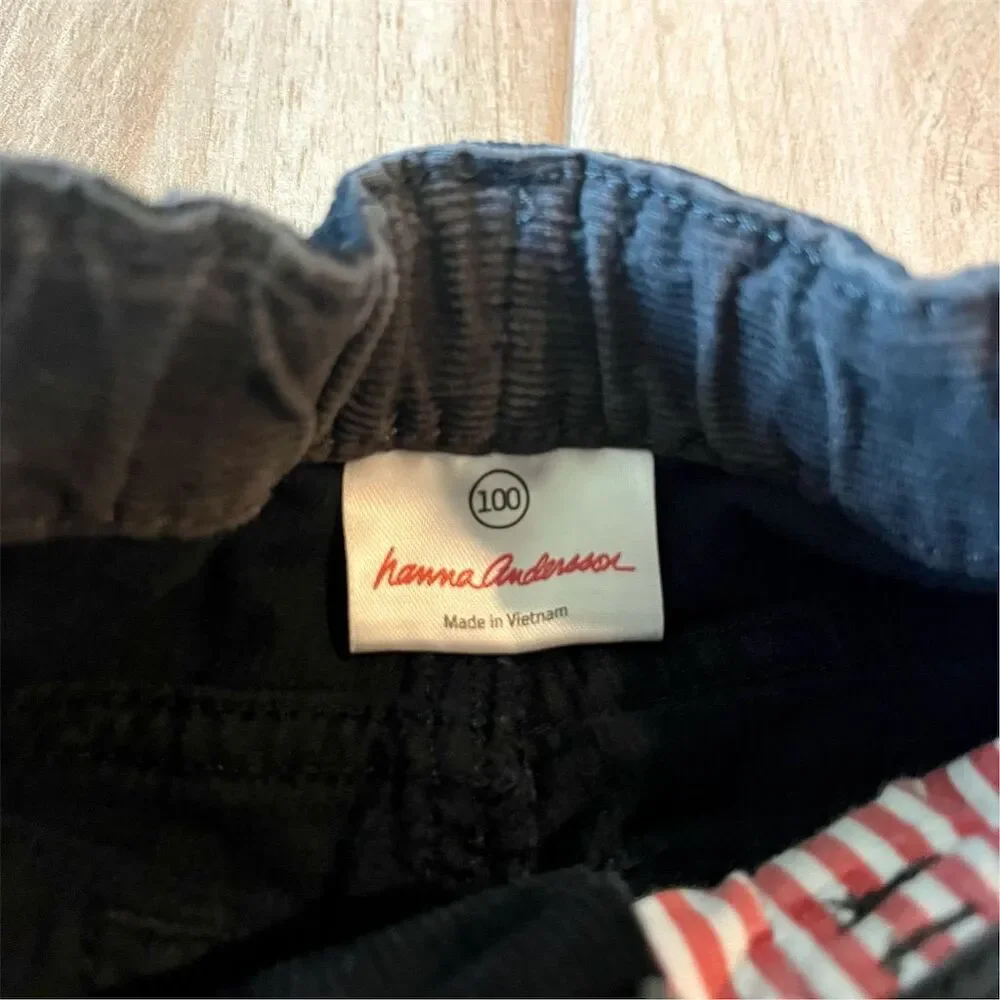 Hanna Andersson Boys Black Corduroy Pants Size 4-5 Casual Elastic Waist